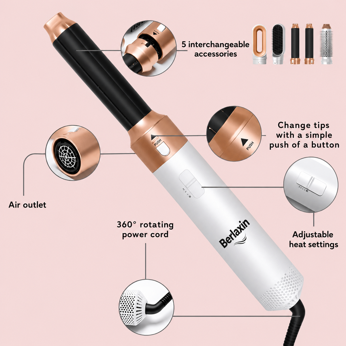 BERLAXIN® 5-IN-1 FÖHNBORSTEL + 3 GRATIS CADEAUS